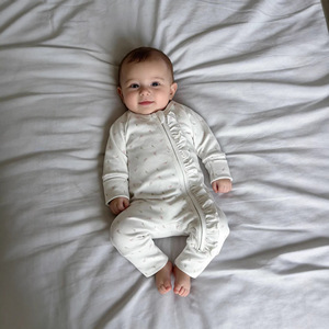 Tutina Unisex a Maniche Lunghe per Neonati, Body in Cotone con Pizzo e Volant, Pigiama Stampato per Bambini e Bambine - Product Image 6