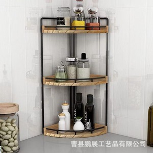 Wooden Corner Shelf Iron Wood Combination 2 Tier <b>Kitchen</b> <b>Storage</b> Rack For Countertop Organize Spices And Condiments - Product Image 4