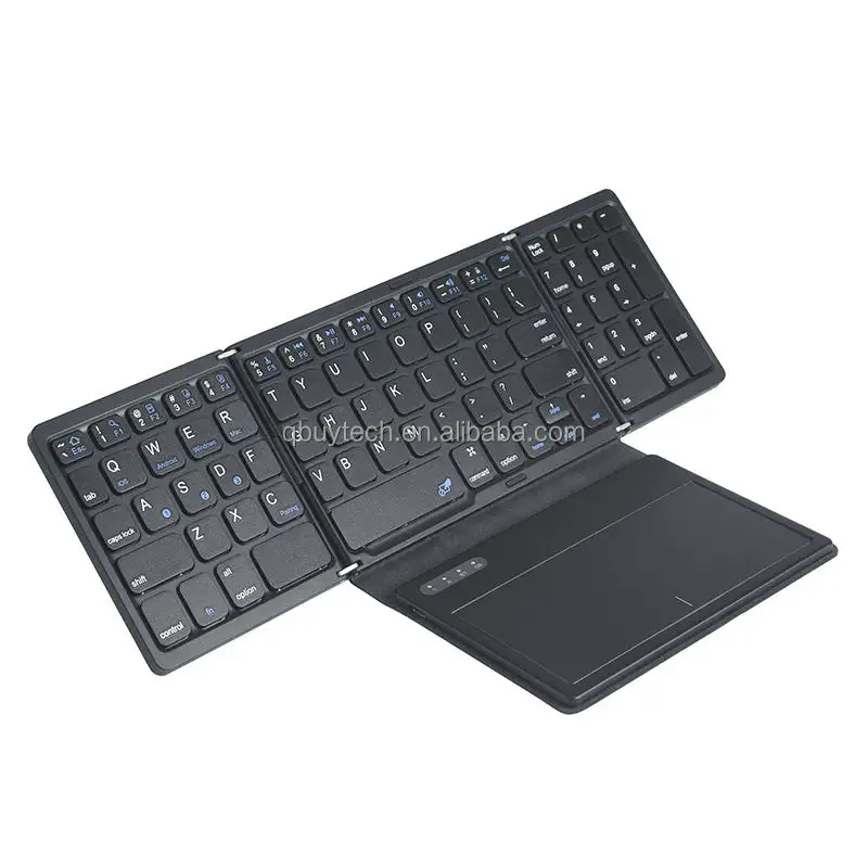 B055 Keyboard Lipat Triple BT, Alas Sentuh Besar Multifungsi Lipat Bluetooth Keypad Keyboard Pad Sentuh Nirkabel