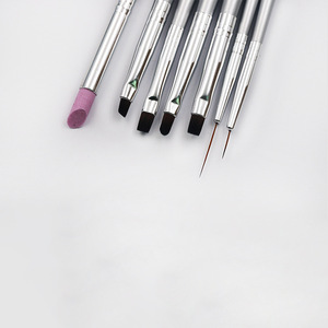 Lot de 7 pinceaux à ongles en nylon avec manche argenté, pour gel, liner, fleurs et détails français - Product Image 2