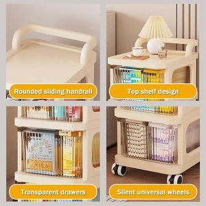 Baby Diaper Caddy Cart <b>Organizer</b> Plastic Movable Cart <b>Drawers</b>, Rolling Utility Storage Caddy <b>Organizer</b> for Nursery, Bedroom - Product Image 3