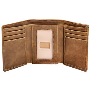 Portefeuille à trois volets pour homme, portefeuilles en cuir avec 8 emplacements pour cartes et 2 poches à monnaie et 1 emplacement transparent pour photo - Marron - Product Image 1