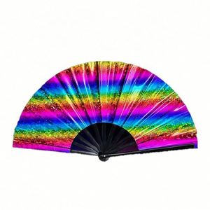 Ventilador de Mano Plegable Personalizado con Diseño Láser Colorido de 10 Pulgadas - Product Image 1