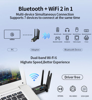 Adaptador USB WiFi 6, 2 en 1 AX900M BT 5.4 de Doble Banda, Tarjeta de Red Inalámbrica WiFi de 900Mbps, Adaptador 5.4 de 900M para PC