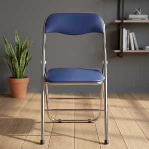 Minimalist Foldable Pu Leather Low-<b>Back</b> Stainless Steel Office <b>Chair</b> - Product Image 3