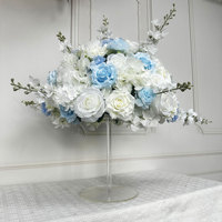 Boule de fleurs artificielles en soie bleue et blanche, centre de table de mariage, 40 cm, 50 cm, 60 cm, arrangement de bouquet de fleurs pour restaurant et mariage