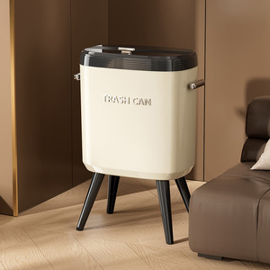 Trash Can Cylindrical Large Capacity Portable With Lid For Kitchen Living Room Indoor Use - Product Image 1