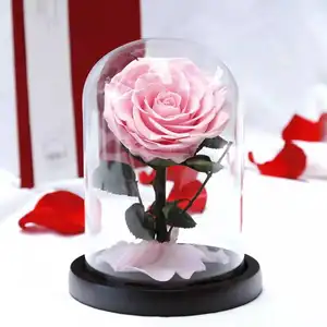 Yunnano flor de vidro flor de decoração eterna, mais popular mini príncipe, rosa na caixa de presente