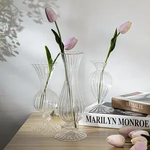 Clear Transparent Glass Crystal Vase Decorative Glass Crystal Vases