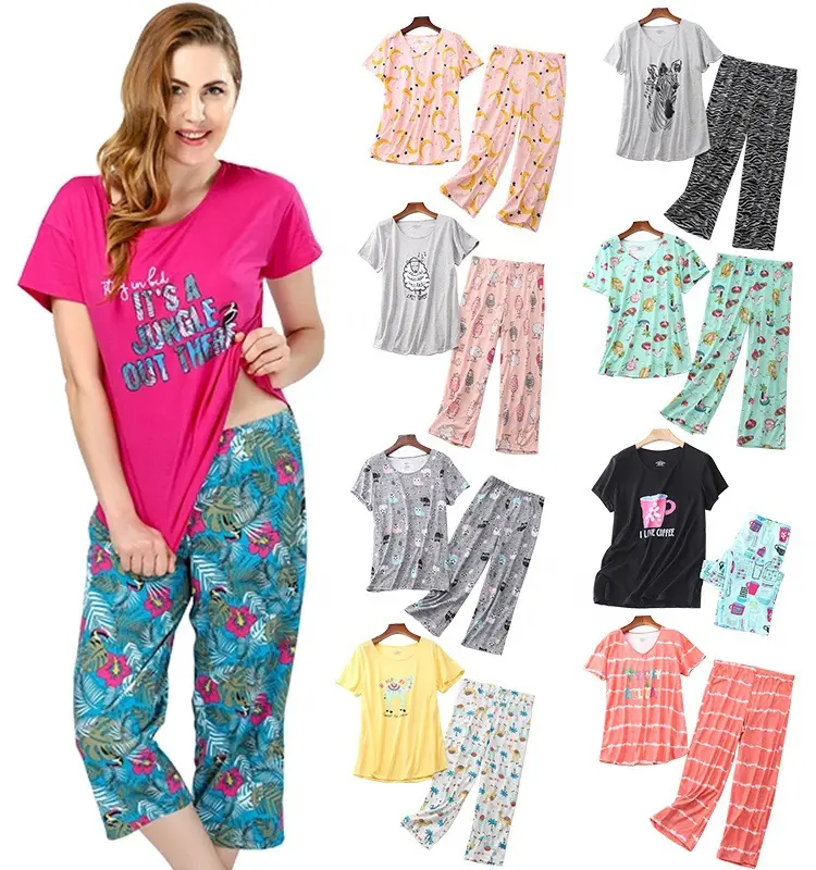 Quanzan Custom Tags Label Hot Selling Us Size Xxxl Plus Women Sleepwear 2 Pieces Set For Ladies Cotton Pajamas