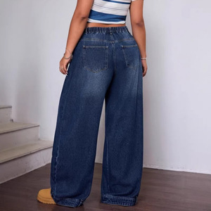 Nuevos jeans de pierna ancha con corte curvo de talla grande europeos y americanos 2026 al por mayor para ropa de mujer - Product Image 3