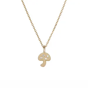 18k gold plated 925 sterling silver mushroom cubic zirconia necklace artisan jewelry