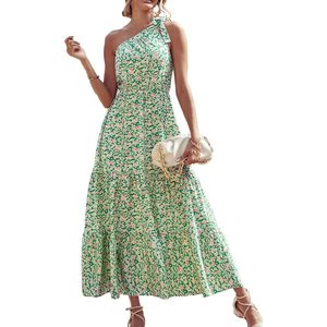 Robe longue d'été florale asymétrique FOXA pour femme, coupe trapèze, idéale pour les vacances, la plage ou les invitées de mariage - Product Image 1