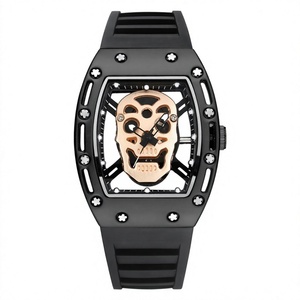 Montre mécanique de luxe carrée en cuir pour homme, boîtier en alliage, design ajouré crâne 3D, mouvement japonais, verre 40 mm, bracelet 20 mm, dernière nouveauté - Product Image 2