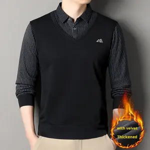 Top t-Shirt a righe da uomo abbigliamento Casual Business Hot Spring autunno <span class=keywords><strong>manica</strong></span> <span class=keywords><strong>lunga</strong></span> per <span class=keywords><strong>Polo</strong></span> - Product Image 5