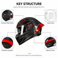 Casque de moto intégral professionnel en fibre de carbone 3K, homologué DOT ECE, ultra léger, casque de course, logo personnalisé