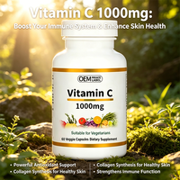 Complément Alimentaire OEM Vitamine C 1000mg en Capsules Végétales, 60 Unités, pour le Soutien Immunitaire et Cutané, Adulte, Durée de Conservation 24 Mois