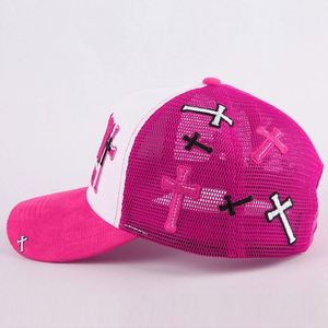 หมวกเบสบอลแบบตาข่าย 5 ชิ้น ทรงโค้งสำเร็จรูป พร้อมปักโลโก้ลายทาง แฟชั่นสำหรับกิจกรรมกลางแจ้ง ขายส่ง - Product Image 1