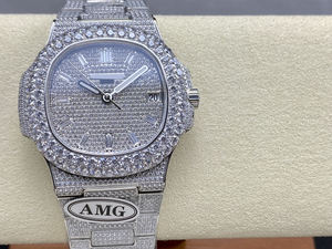 Montre de sport à cadran carré pour hommes de luxe de haute qualité avec conception commerciale numérique étanche pleine de diamants en acier inoxydable de 22mm - Product Image 4