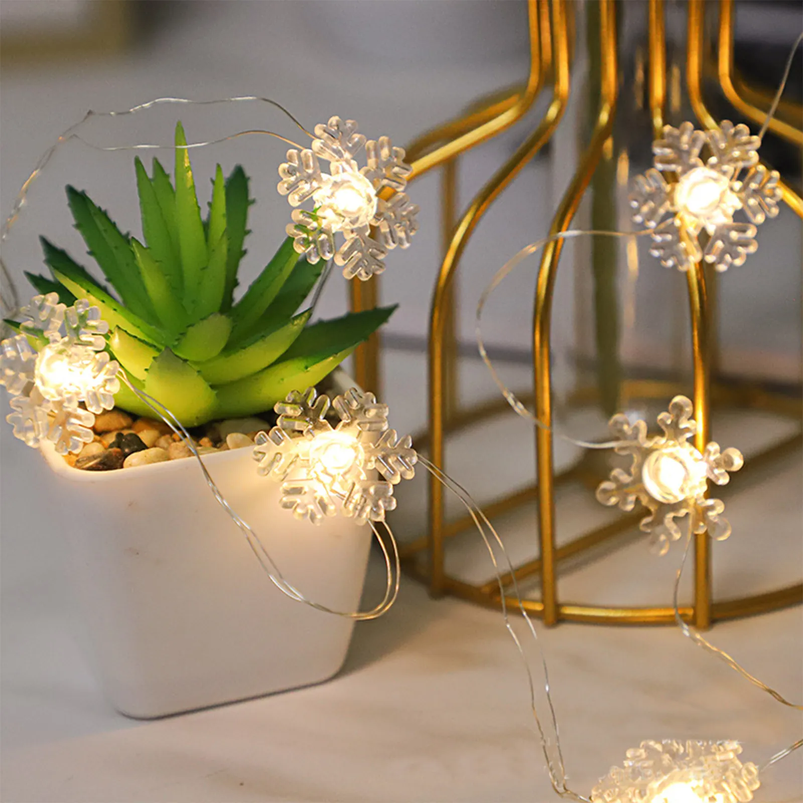 Popular venda quente interior Mini claro Snowflake LED fada Copper Wire Lights feriado luzes navida