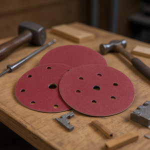 Disco de Lijado con Adhesivo, Grano 40, 6+1 Agujeros, Corindón, para Pulir Madera y Metal - Product Image 3