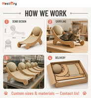 Vente en gros : Griffoir pour chat durable et anti-rayures en rotin naturel et corde de chanvre, convertible en canapé-lit, avec jouet pour chat en forme de balle