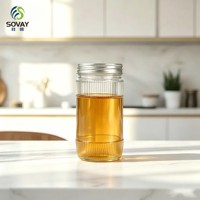 Pot en verre transparent à parois droites et hautes, 280 ml, avec bouchon à vis, idéal pour confiture, miel, épices, emballage alimentaire en vrac