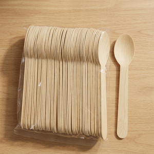 Ensemble de couverts jetables biodégradables en bois pour la restauration, les hôtels, la livraison à emporter et le camping - Product Image 1