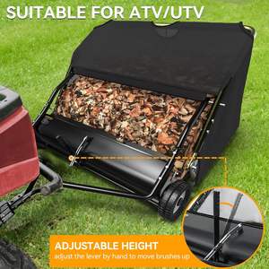 Balayeuse de pelouse 42 pouces à attacher, capacité 20 pieds cubes Collecteur de feuilles et d'herbe pour jardin, avec brosse réglable en hauteur et corde de vidage, noir - Product Image 3