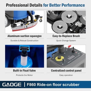 Autolaveuse commerciale GAOGE F860 à batterie, autoportée, avec balai de 1080 mm pour centre logistique - Product Image 3