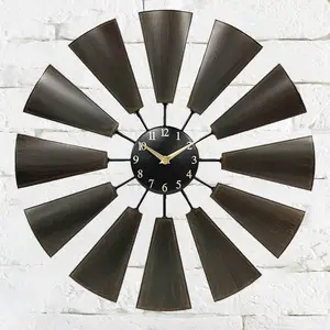 20.4インチの家の装飾レトロカントリースタイル円形クォーツ時計アート丸型船風車ファン工業用壁時計