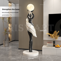 Grande Lampe sur Pied Sculpture Abstraite de Personnage pour Filles Décoration Créative de la Maison avec Résine et Fibre de Verre Cadeau de Pendaison de Crémaillère