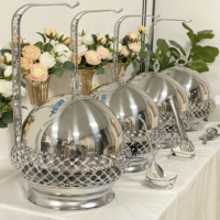 Calentador de Comida Colgante para Buffet de Catering, Chafing Dish de 8L con Calentador de Alcohol para Fiestas y Bodas en Restaurantes y Hoteles, Dorado y Plateado
