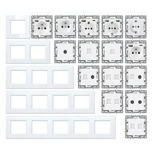 European Standard 86 Type <b>Socket</b> <b>With</b> <b>USB</b> RJ45 Combination Touch Switch Smart Wi-Fi Control White Black Silver Gray Glass Panel - Product Image 4
