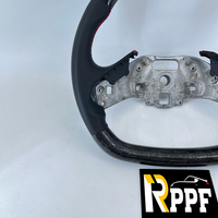 Volant personnalisé RPPF à 3 branches en cuir lisse et fibre de carbone, finition brillante/mate, logo brodé personnalisable pour Chevrolet