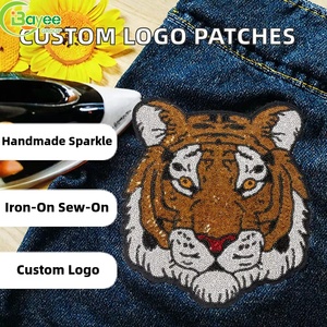Handmade Custom Logo Animal Embroidery Patches <b>Sequin</b> Iron on Sew on Badges Appliques Clothing Bags Hats Wholesale - Product Image 1