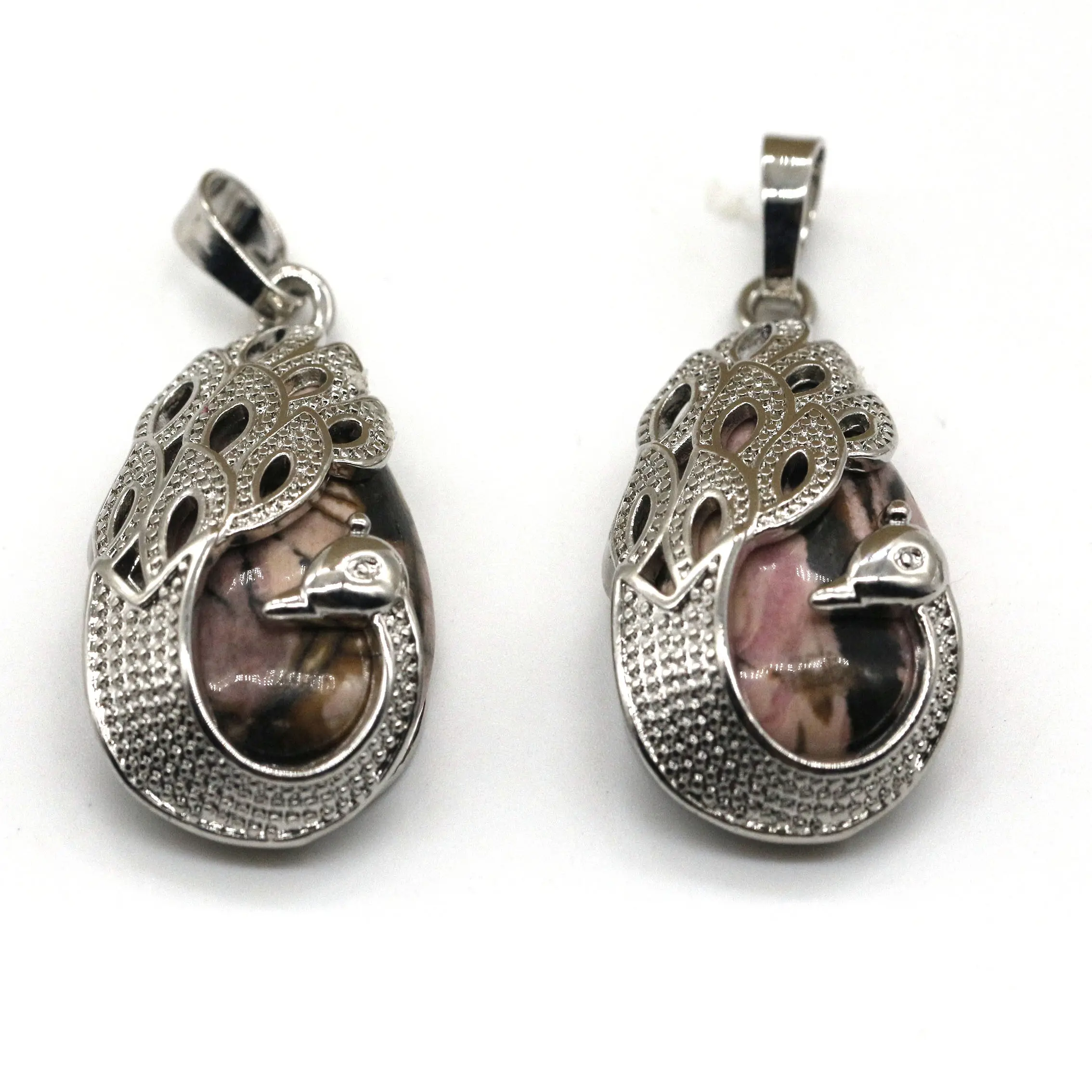 Collier pendentif en cristal de motif de cygne de pierre précieuse d'oeil de tigre naturel pour accessoires de bijoux