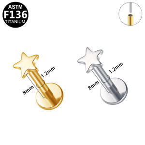 Anneau de labret en titane Gaby 16G G23 ASTM F136 en forme de cœur, de lune et d'étoile, anneau de lèvre, piercing, bijoux de corps en titane - Product Image 2