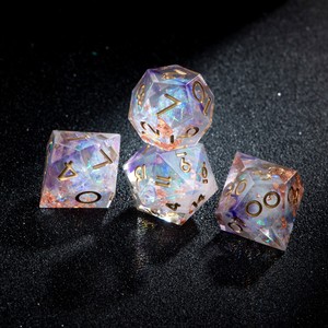Оптовые полимерные многогранные кубики DND с острыми краями (D4, D6, D8, D10, D12, D20) ручной работы с эффектом фиолетового дыма для <span class=keywords><strong>RPG</strong></span> Dungeons & Dragons - Product Image 4