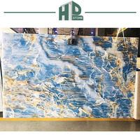 Marbre d'onyx bleu naturel magnifique, dalle de pierre d'onyx bleu rétroéclairée, marbre translucide
