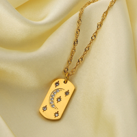 INS HOT 18K Plaqué Or Cristal Pave Lune Étoile Pendentif Croissant Zircon colliers En Acier Inoxydable Collier Bijoux