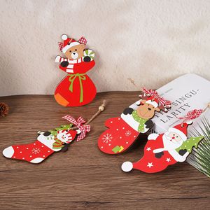 Ornements de Noël en bois, décorations suspendues pour l'arbre et la maison, décorations festives avec motifs renne, ours, bonhomme de neige et Père Noël - Product Image 2