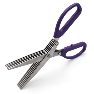 <b>Kitchen</b> <b>Scissor</b> Stainless Steel Purple Straight Head Home Use Multi Layer Cutting Tool - Product Image 2