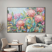 Peintures sur toile de fleurs colorées encadrées personnalisées et grande peinture florale d'arts muraux pour la décoration murale de la maison du salon