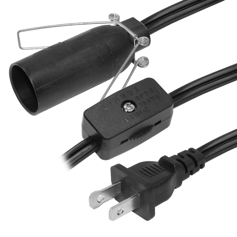 6-Foot Salt Lamp Replacement Cord – With On/Off Switch, E12 Candelabra Base, UL-Certified 18AWG SPT-2 Cord (Black)