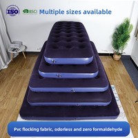 Matelas gonflable de camping pour une personne, portable et pliable, avec pompe de gonflage intégrée, épaisseur 22 cm, PVC floqué