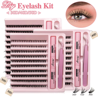 Kit de Cils Artificiels DIY Effet 3D-5D, Style Épais et Volumineux, Fibre Synthétique 30D/40D/50D, Faits Main