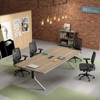 Mesa de Conferencia Moderna con Patas en Y, Escritorio para Reuniones con Tablero de MDF E1, Mesa Grande para Oficina, Muebles para Sala de Juntas, Escritorio con Conexión Eléctrica