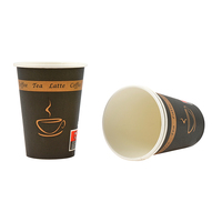 Gobelets à café jetables biodégradables à paroi simple avec logo personnalisé et différents designs