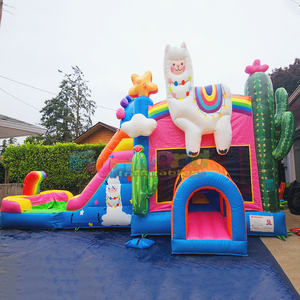 Llama double lane wet or dry combo <b>inflatable</b> bounce <b>house</b> and water slide bouncy castles for sale - Product Image 2